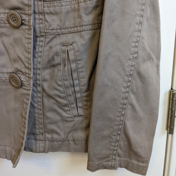 H&M Double Breasted Tan Khaki Field Jacket Utility Jacket Size Small - Picture 5 of 12